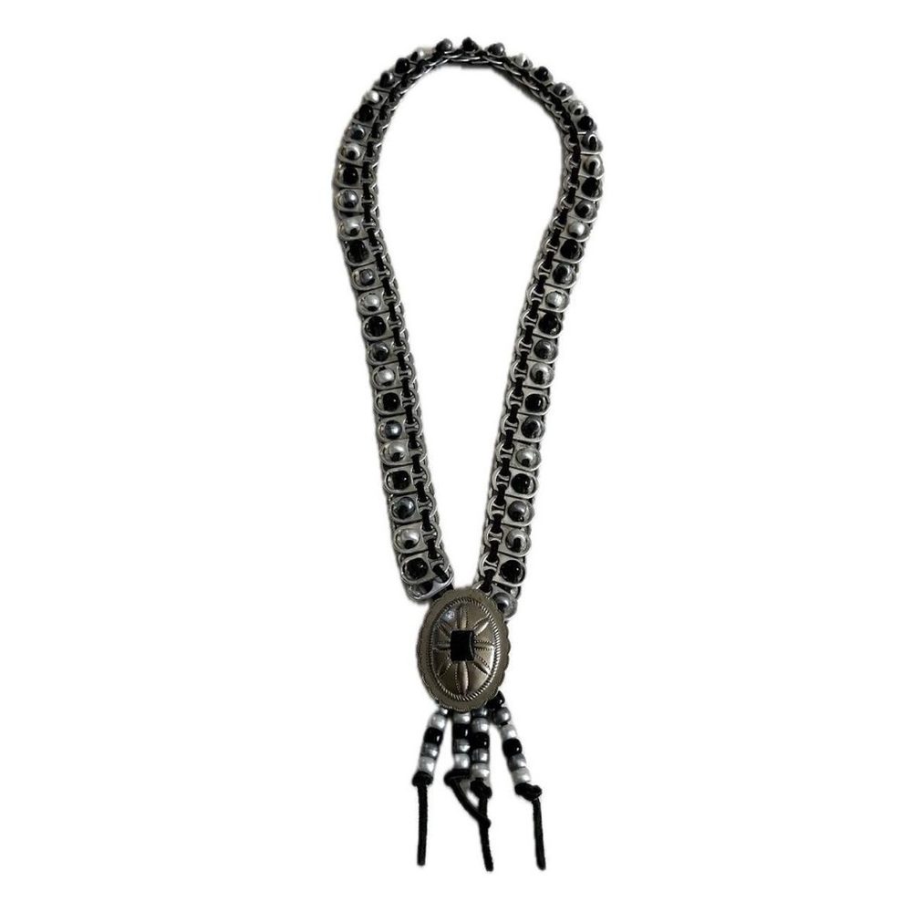 WESTERN STYLE SILVER POP TAB CONCHO NECKLACE-19”~Unique! - Picture 8 of 8